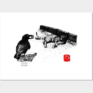 Urban Wildlife - Crow and Cat Posters and Art